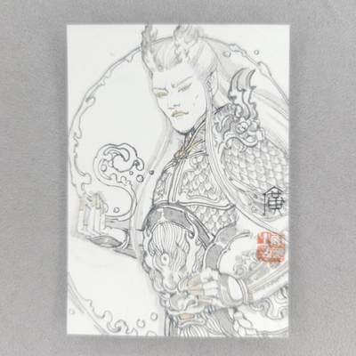 龙虎卡牌第五十六场 小浣熊 趣卡社五虎 百里亲签 万享盲盒（无佣金，满120包邮，周六晚上结拍，欢迎送拍） - 【手绘卡】启读 李广-敖广