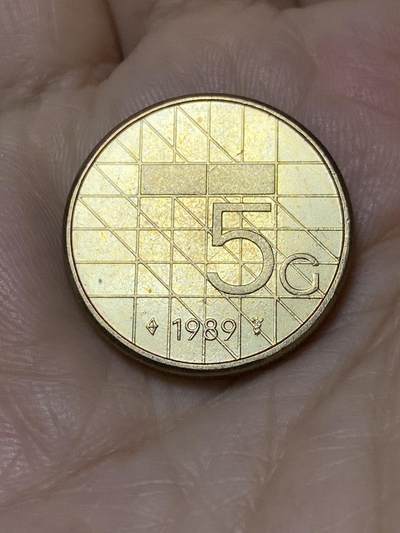 2025年第九十七场(总第一百二十三场）外国好品散币(免佣金) - 荷兰🇳🇱1989年5盾(贝娅特丽克丝女王时期，弓箭标)