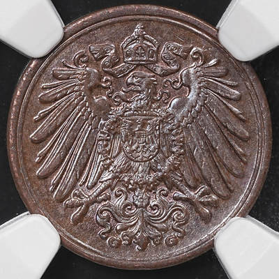 修遠堂世界钱币第八十六期 - NGC MS62BN 1901年德国1芬尼 G厂铭