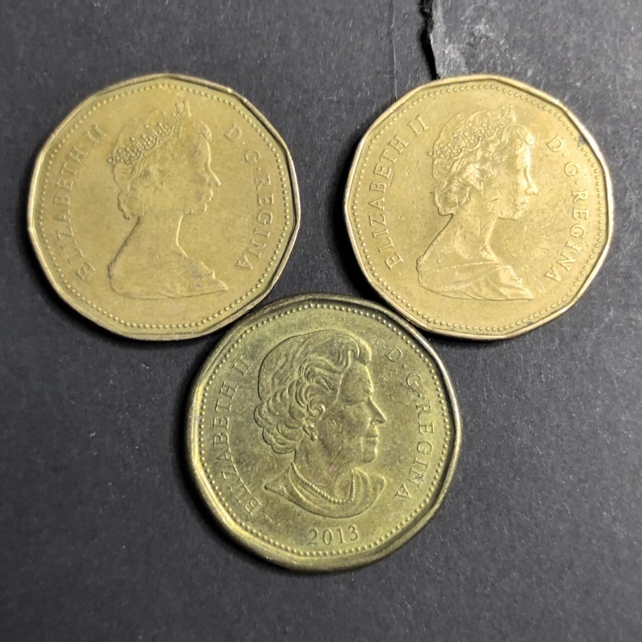 各国硬币 纸币 无佣金 加拿大1元 3个
