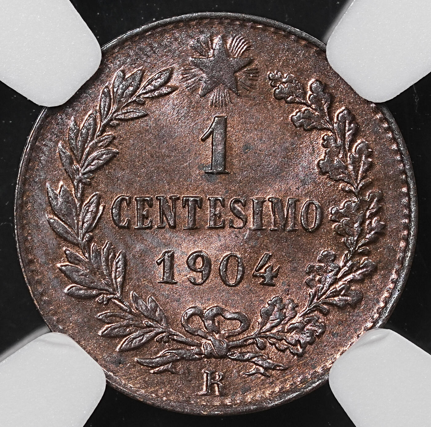 修遠堂世界钱币第八十六期 NGC MS65RB 1904意大利1分铜币