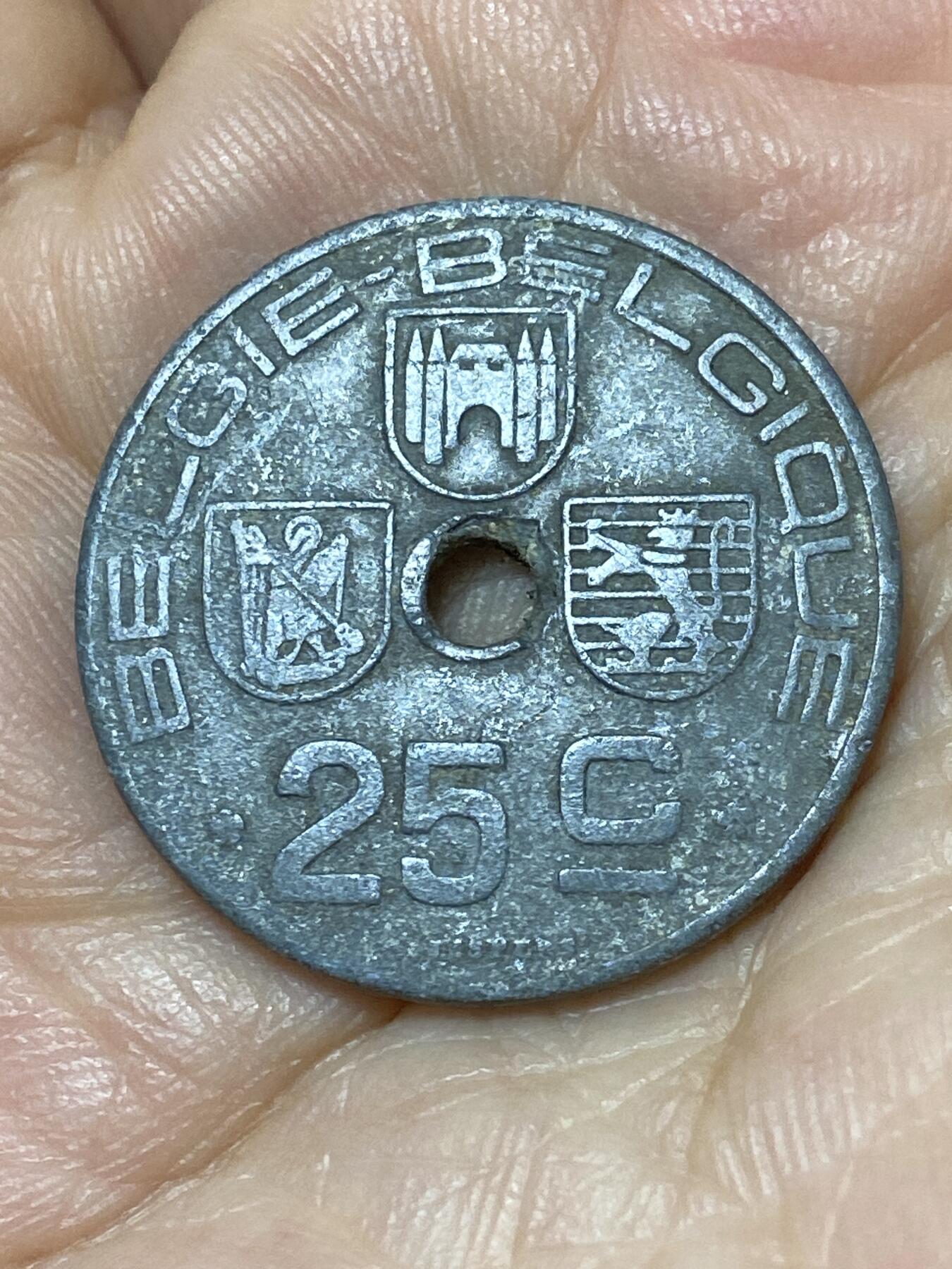 2025年第九十七场(总第一百二十三场）外国好品散币(免佣金) 比利时🇧🇪1942年25分(利奥波德三世，二战德国占领时期，荷语–法语版)