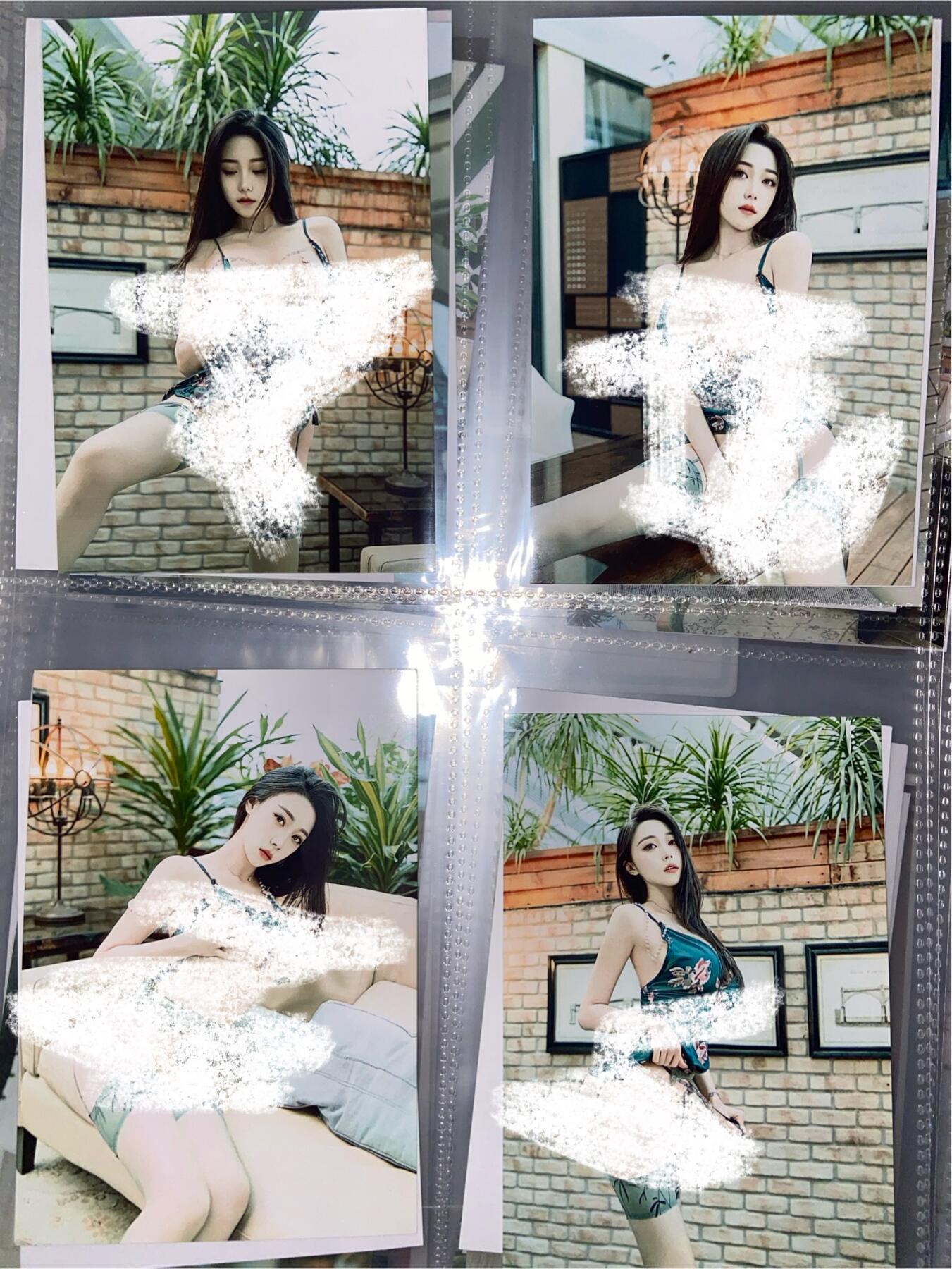 阳大大卡牌拍卖第73期（持续收拍品，周五晚上九点截拍，进群福利早知道） 绿色情趣内衣美女写真 全套21张 A4大纸卡 带卡页