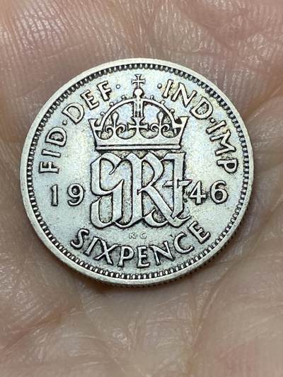 2025年第九十七场(总第一百二十三场）外国好品散币(免佣金) - 英国🇬🇧1946年6便士银币(乔治六世第一版，关门年，500银)