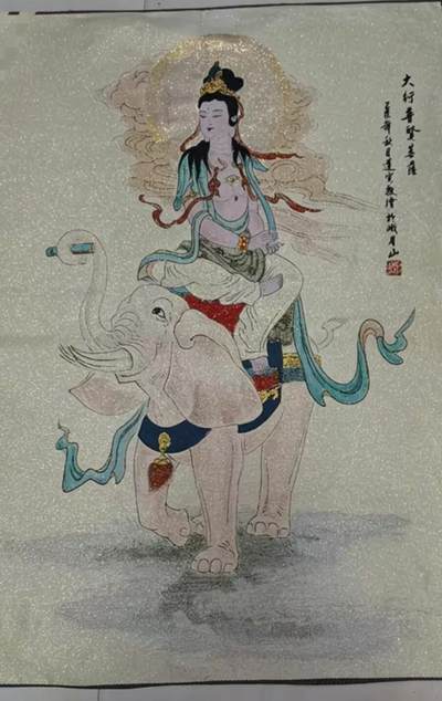 普贤菩萨刺绣画 60*90cm - 普贤菩萨刺绣画 60*90cm