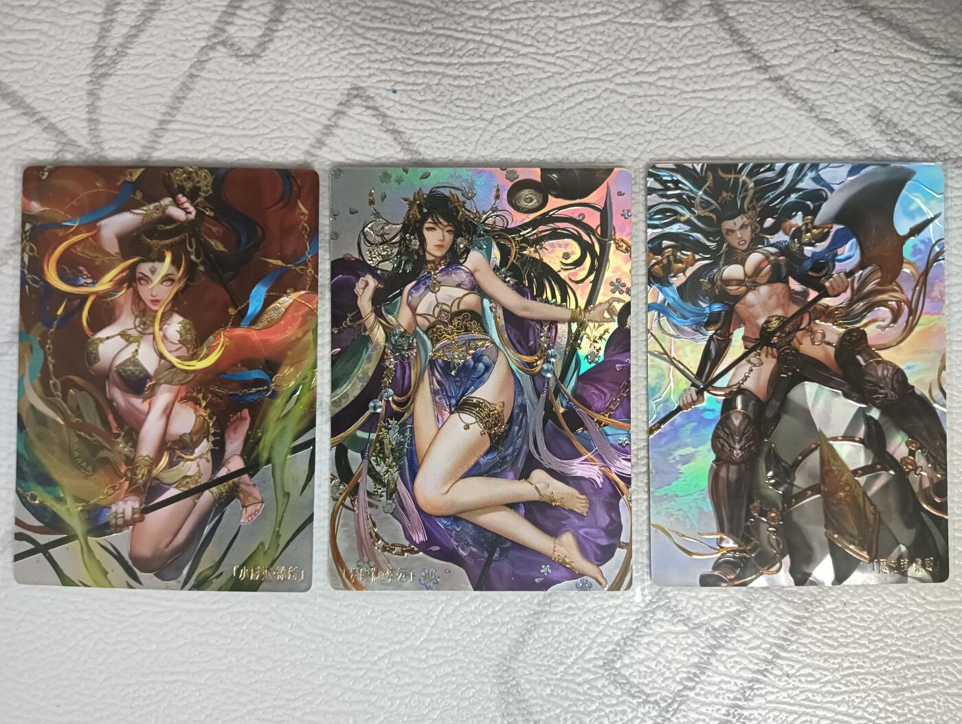 花开卡拍第40期（9月28号周日截拍，品控勿拍!!!拍品不寄存，运费5元，自制卡难免瑕疵，可能存在轻微撞角爆边等出厂瑕疵，品控介意勿拍！） 卡玩帕克水浒姬 全息镭雕 孙新李云索超 3张