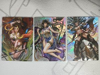 花开卡拍第40期（9月28号周日截拍，品控勿拍!!!拍品不寄存，运费5元，自制卡难免瑕疵，可能存在轻微撞角爆边等出厂瑕疵，品控介意勿拍！） - 卡玩帕克水浒姬 全息镭雕 孙新李云索超 3张