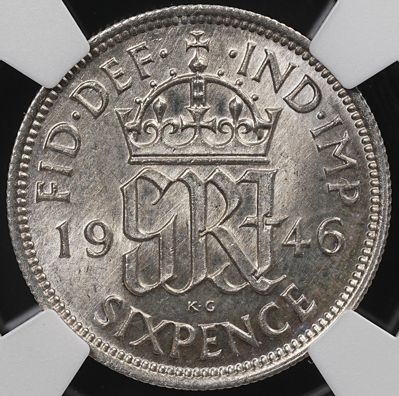 修遠堂世界钱币第八十六期 NGC MS63 1946年英国6便士银币
