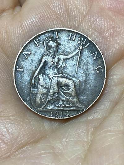 2025年第九十七场(总第一百二十三场）外国好品散币(免佣金) - 英国🇬🇧1913年1法新(乔治五世第一版)
