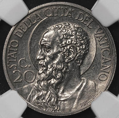 修遠堂世界钱币第八十六期 - NGC MS64 1932年梵蒂冈20分