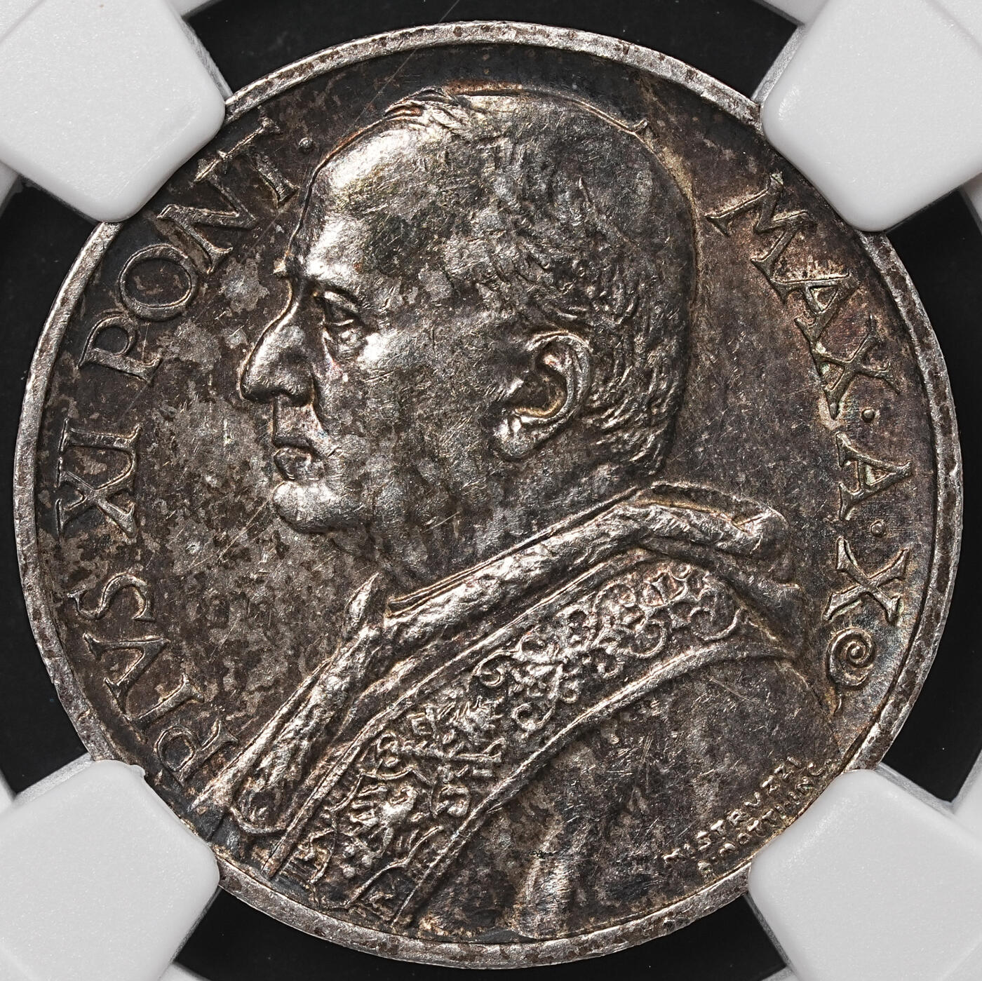 修遠堂世界钱币第八十六期 NGC AU58 1931年梵蒂冈5里拉银币