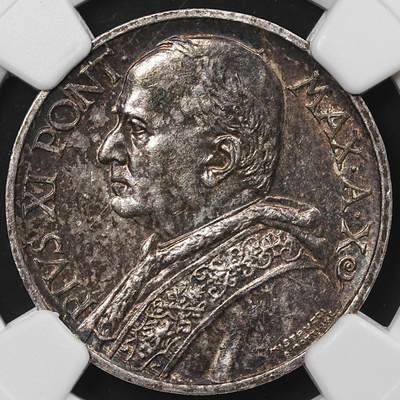 修遠堂世界钱币第八十六期 - NGC AU58 1931年梵蒂冈5里拉银币
