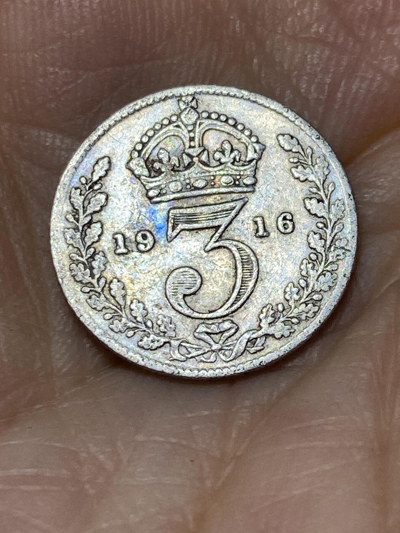 2025年第九十七场(总第一百二十三场）外国好品散币(免佣金) 英国🇬🇧1916年3便士银币(乔治五世第一版，925高银)