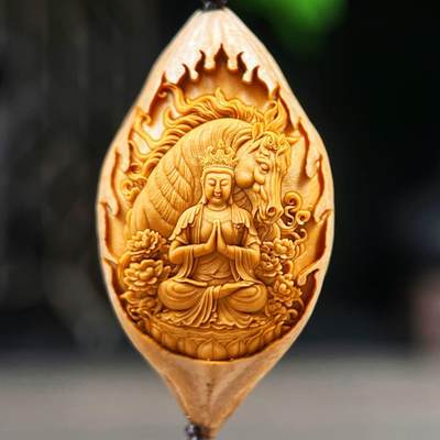核雕十二生肖（仅4套）限时专场 - 20mm大尺寸橄榄核雕 十二生肖本命佛 生肖马 单粒 