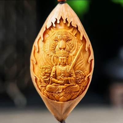 核雕十二生肖（仅4套）限时专场 - 20mm大尺寸橄榄核雕 十二生肖本命佛 生肖虎 单粒 