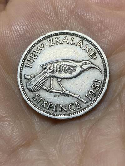 2025年第九十七场(总第一百二十三场）外国好品散币(免佣金) - 新西兰🇳🇿1951年6便士(乔治六世第三版)