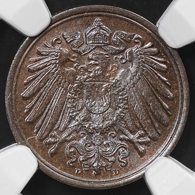 修遠堂世界钱币第八十六期 - NGC MS62BN 1900年德国1芬尼 D厂铭