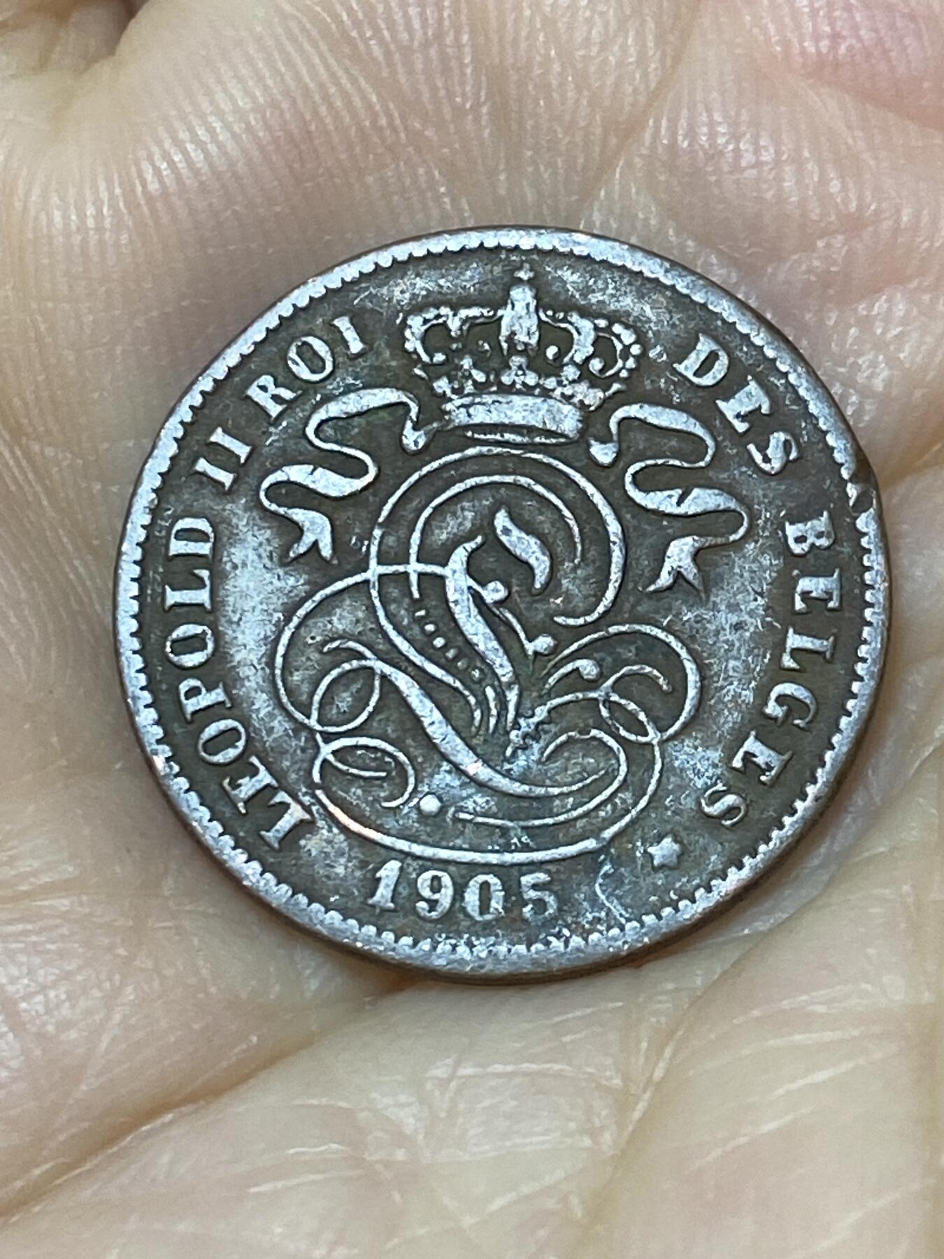 2025年第九十七场(总第一百二十三场）外国好品散币(免佣金) 比利时🇧🇪1905年2分(利奥波德二世末期，法语版)