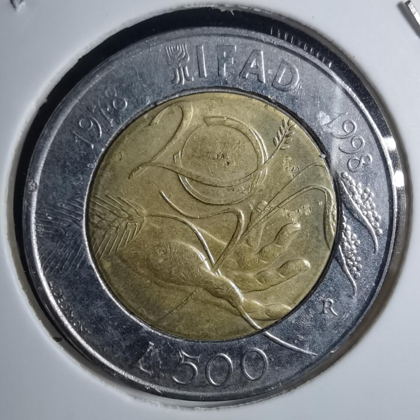 沼泽如烟--第851场 意大利1998年500里拉纪念币