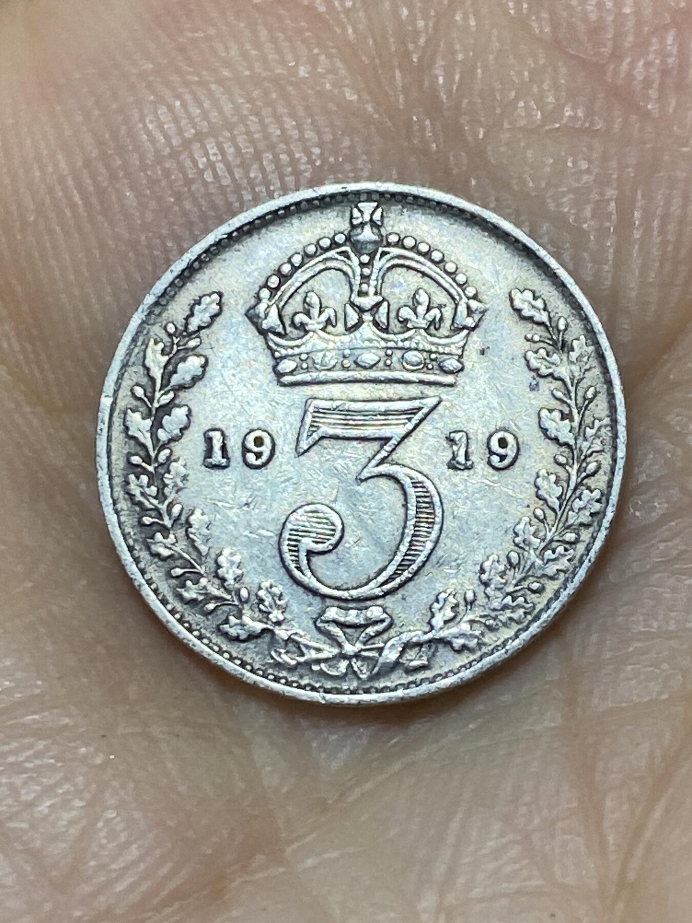 2025年第九十七场(总第一百二十三场）外国好品散币(免佣金) 英国🇬🇧1919年3便士银币(乔治五世第一版，925高银)