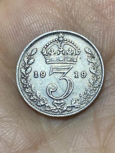 2025年第九十七场(总第一百二十三场）外国好品散币(免佣金) - 英国🇬🇧1919年3便士银币(乔治五世第一版，925高银)