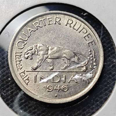 KK钱币收藏小铺 第349场 2月预留时间 周末发货 -  1946英属印度1/4卢比 深打状态