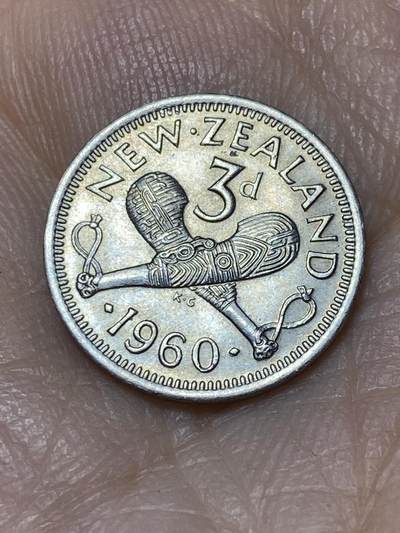 2025年第九十七场(总第一百二十三场）外国好品散币(免佣金) - 新西兰🇳🇿1960年3便士(伊丽莎白二世青年桂冠，第二版)