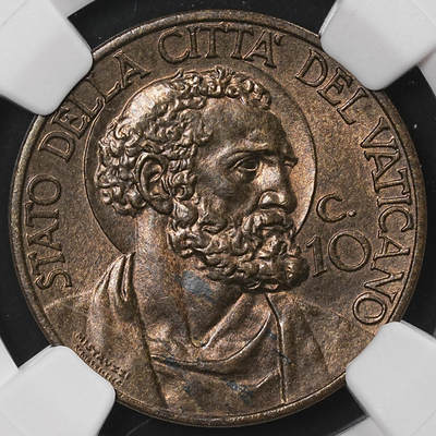 修遠堂世界钱币第八十六期 - NGC MS63 1939年梵蒂冈10分铜币