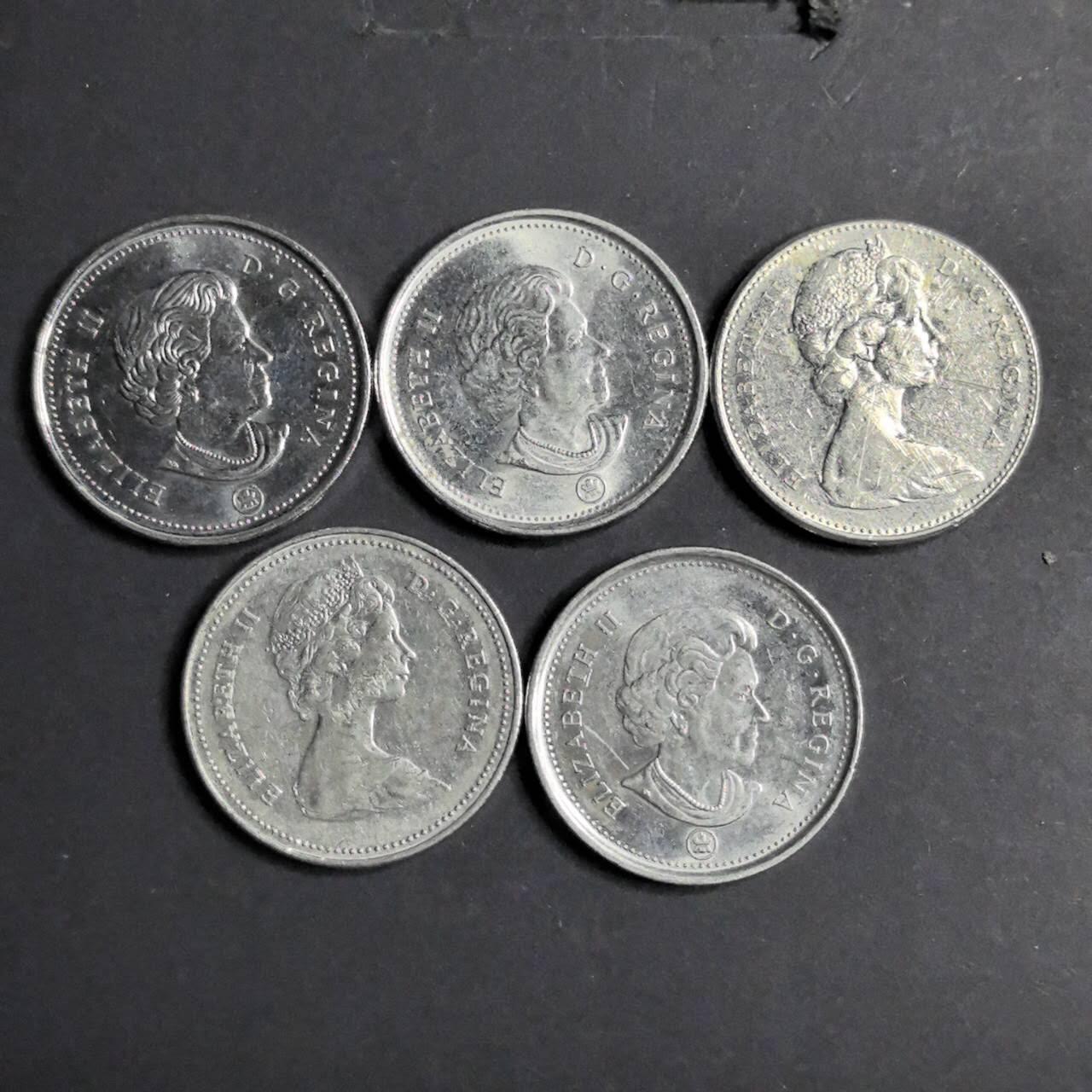 各国硬币 纸币 无佣金 加拿大5分 5个