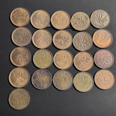 各国硬币 纸币 无佣金 - 加拿大1分铜币 21个