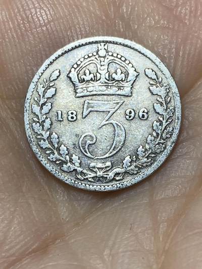 2025年第九十七场(总第一百二十三场）外国好品散币(免佣金) - 英国🇬🇧1896年3便士银币(维多利亚女王老年披纱，925高银)