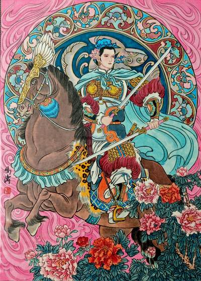 白泽拍卖卡牌手绘专场第25期 - 2025 冯涛手绘画 兔-扈三娘 尺寸：30cm*41.5cm  冯涛亲签
