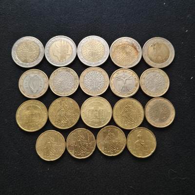 【全场包邮】纯粹捡漏拍463场-大量精品持续更新 - 【批量】欧洲各年份欧元各面值19枚一组（合计18.8欧元）