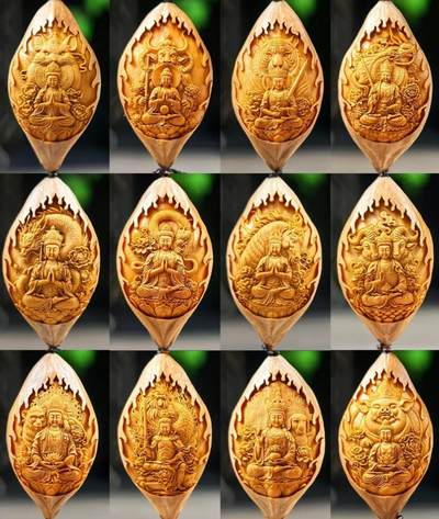 核雕十二生肖（仅4套）限时专场 - 20mm大尺寸橄榄核雕 十二生肖本命佛 全套生肖 12粒 