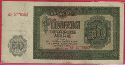 德国(东德 民主德国)1948年50马克 P-14 无4 实物图 八五品 - 德国(东德 民主德国)1948年50马克 P-14 无4 实物图 八五品