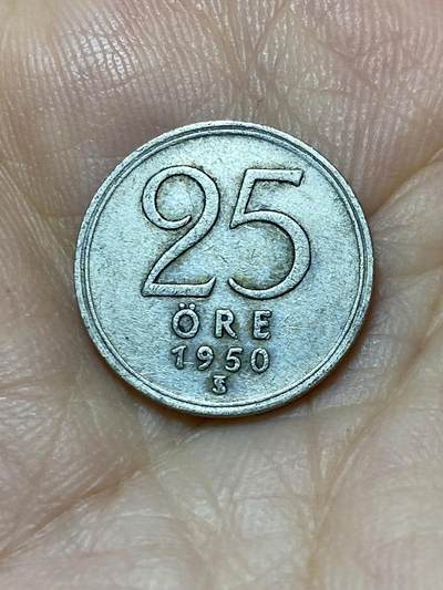 2025年第九十七场(总第一百二十三场）外国好品散币(免佣金) - 瑞典🇸🇪1950年25欧尔银币(古斯塔夫五世逝世年，TS标，400银)