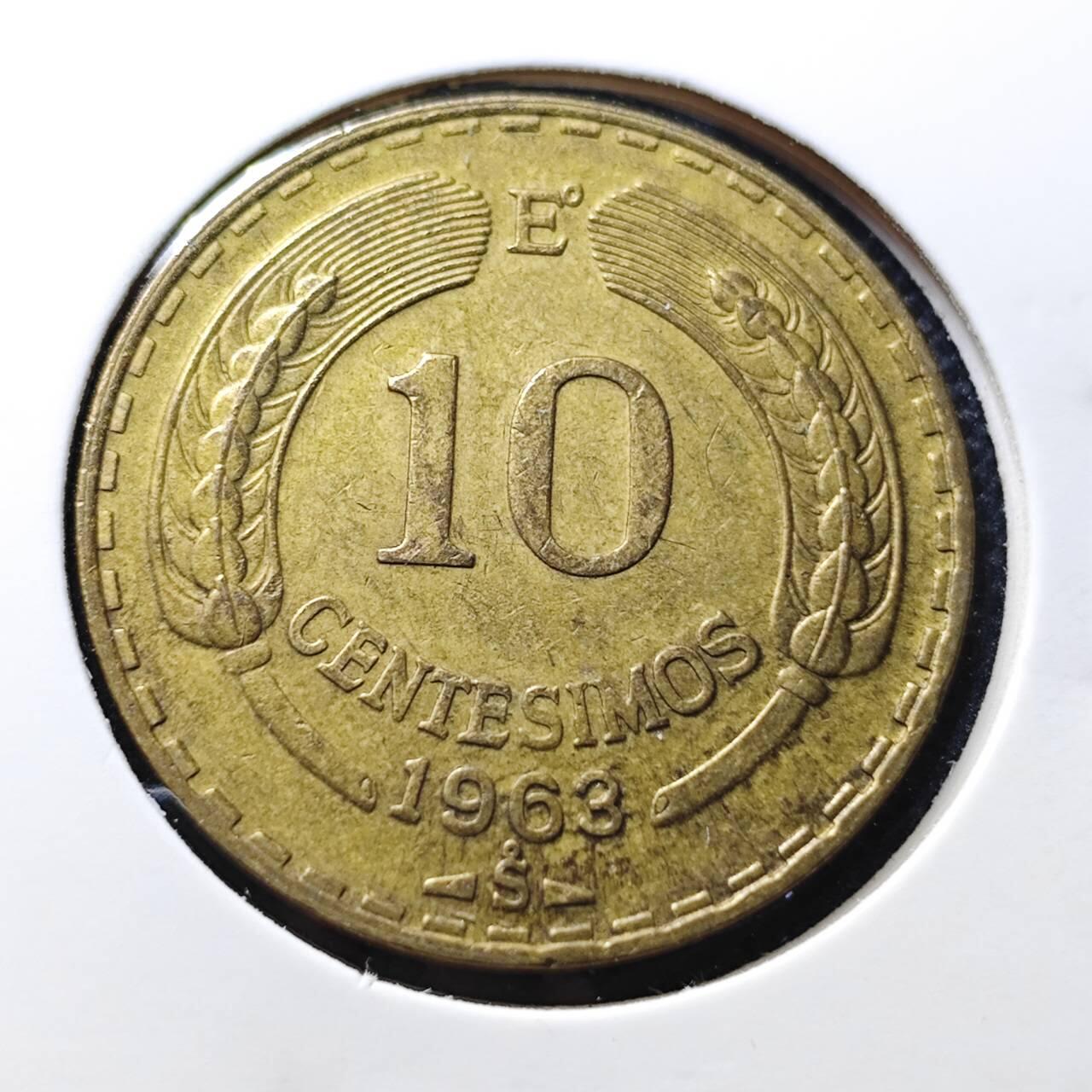 KK钱币收藏小铺 第349场 2月预留时间 周末发货 1963智利10分铜币