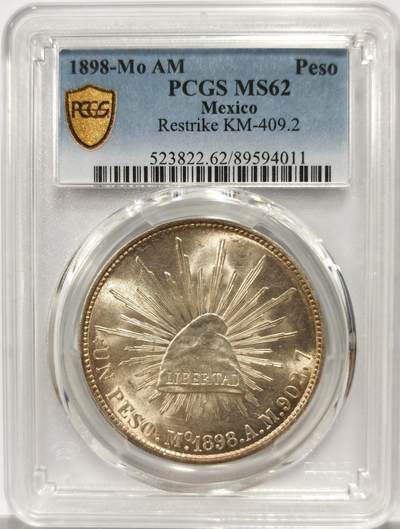 博洋堂“良辰美钰”中秋国庆双节精品专场暨第141期（全场包邮） - PCGS MS62 墨西哥1898年MO AM版直边鹰洋后铸版，光度一流，低评