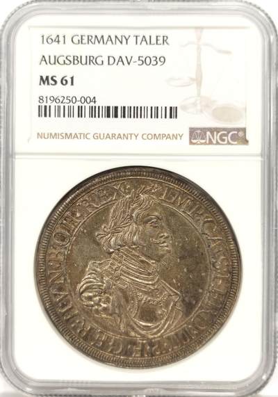 博洋堂“良辰美钰”中秋国庆双节精品专场暨第141期（全场包邮） - NGC MS61 德国奥格斯堡1641年 DAV-5039 景观1泰勒，金色包浆，打制有力，值得收藏