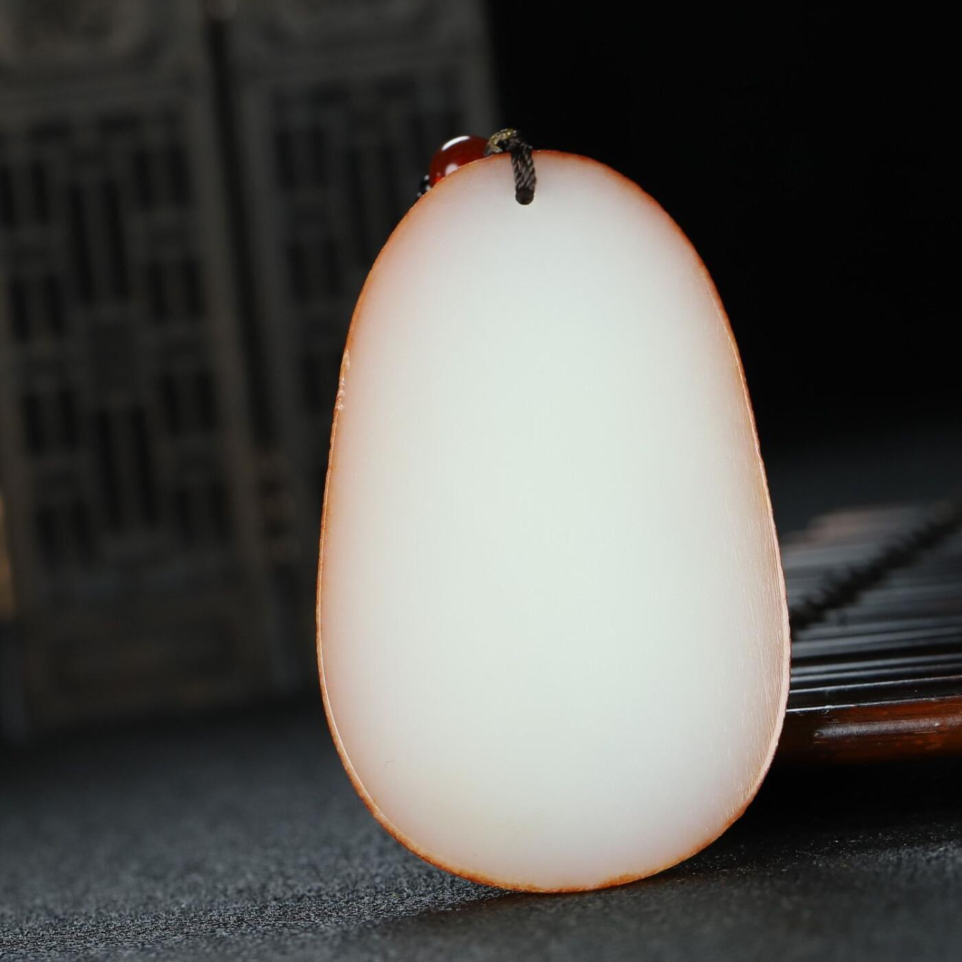 阿富汗白玉牌子 笑佛玉石挂件