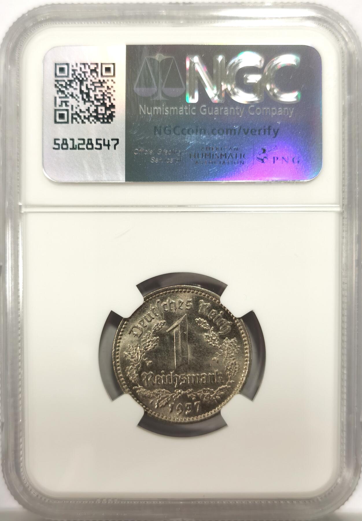 博洋堂“良辰美钰”中秋国庆双节精品专场暨第141期（全场包邮） NGC MS65 德国第三帝国1937年A版1马克镍币