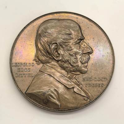 博洋堂“良辰美钰”中秋国庆双节精品专场暨第141期（全场包邮） - 1895年奥地利外科和泌尿科医生利奥波德·奈特八十大寿纪念铜章，奥地利章牌大师安东·沙夫（A.Scharff)作品，沙夫医生比较少见。尺寸：58mm，重量：73.3g