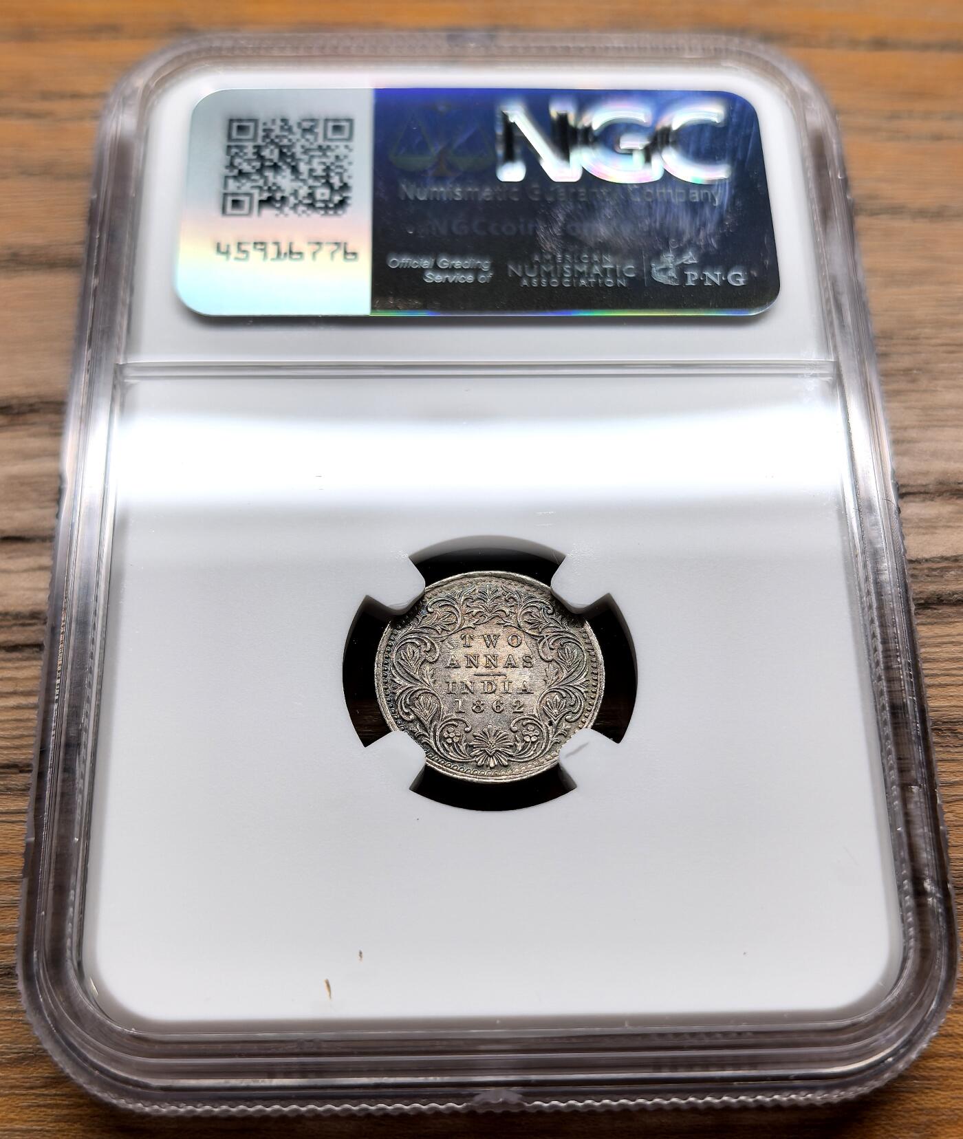 凡希社世界钱币微拍月度大拍（2025/09） 1862英属印度小维2安那银币NGC-MS62