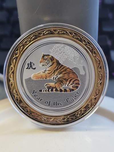 第176期拍卖【长期征集拍品】【欢度国庆中秋双节】 - 澳大利亚2010年生肖虎年1/2盎司彩色纯银纪念银币，999银，1/2盎司