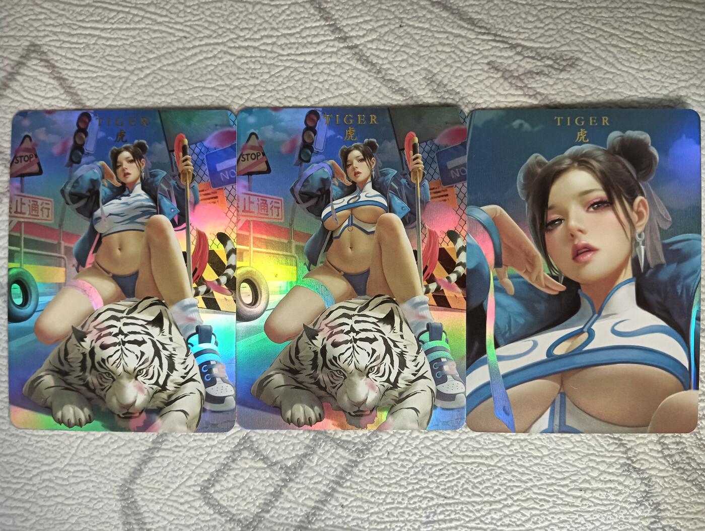 花开卡拍第40期（9月28号周日截拍，品控勿拍!!!拍品不寄存，运费5元，自制卡难免瑕疵，可能存在轻微撞角爆边等出厂瑕疵，品控介意勿拍！） 卡将魂兽姬 虎姬 彩闪三渐变