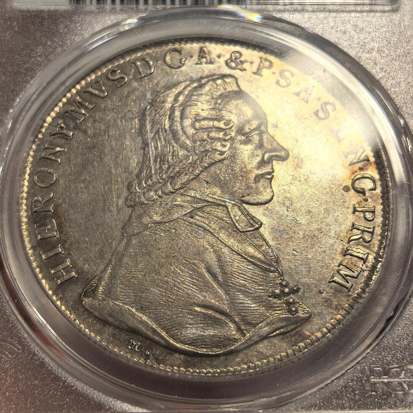 博洋堂“良辰美钰”中秋国庆双节精品专场暨第141期（全场包邮） PCGS MS61 萨尔茨堡1795年M DAV-1265 1泰勒，季军，淡金色包浆，状态明显好于分数的一枚