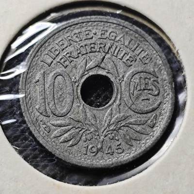 KK钱币收藏小铺 第349场 2月预留时间 周末发货 -  1945法国10分锌币