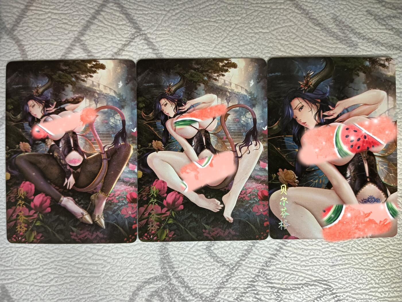 花开卡拍第40期（9月28号周日截拍，品控勿拍!!!拍品不寄存，运费5元，自制卡难免瑕疵，可能存在轻微撞角爆边等出厂瑕疵，品控介意勿拍！） 燎原七宗罪 贝尔芬格 彩闪三渐变