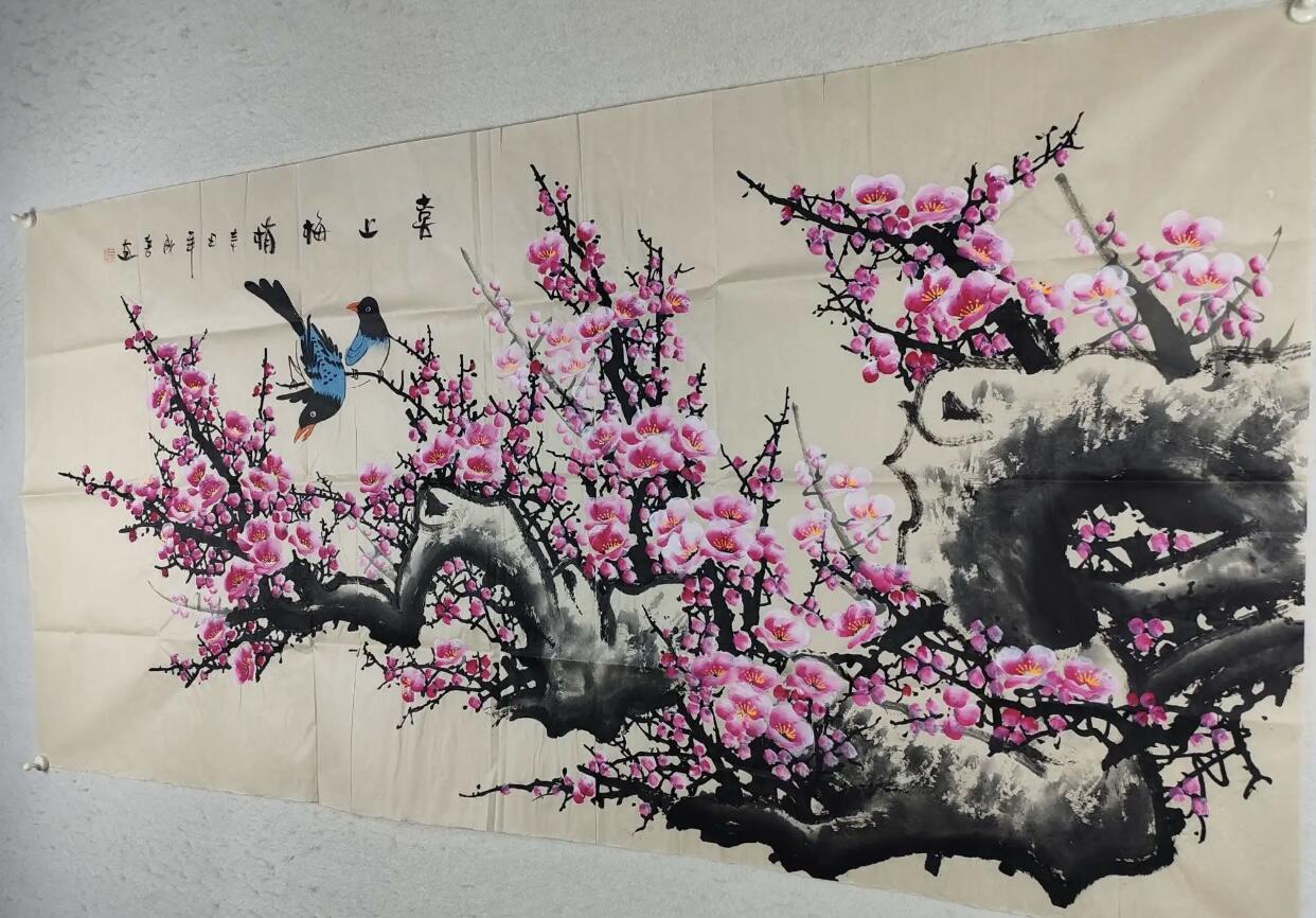 江南站10场杂项 喜上眉梢田成喜老师作品，原创136cm*68cm未装裱