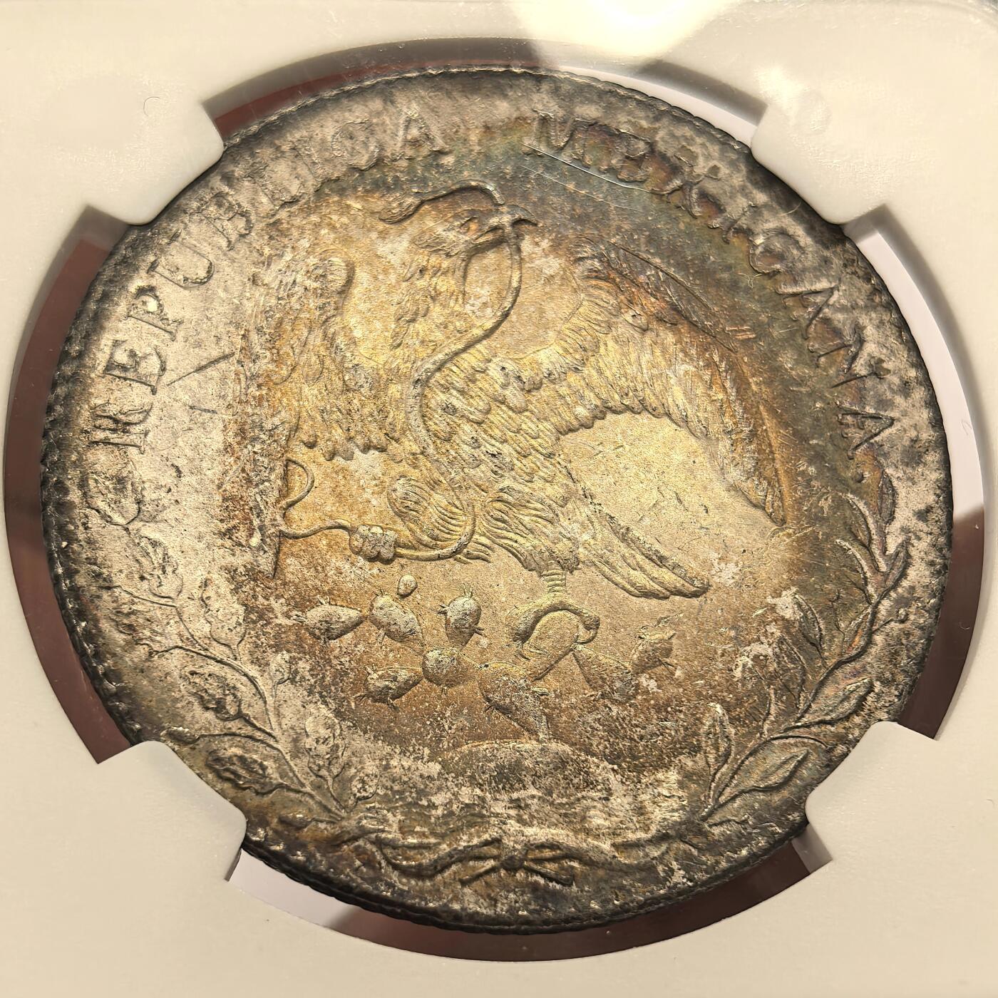 博洋堂“良辰美钰”中秋国庆双节精品专场暨第141期（全场包邮） NGC MS61 墨西哥1896/1年GO/AS RS/ML花边鹰洋，罕见年份、厂别、鉴定师三骑字版，极美五彩包浆